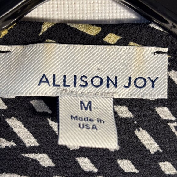Allison Joy Black & Yellow Geometric Pattern Long Sleeve Blouse M - Picture 3 of 12